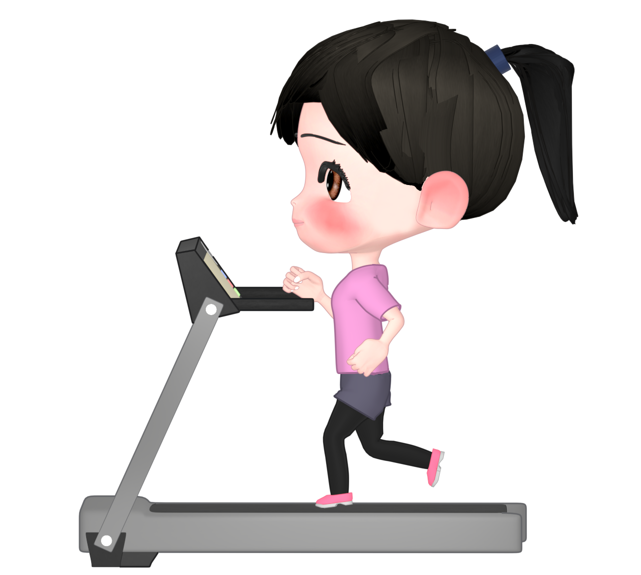 ルームランナーで走る女性のイラスト
