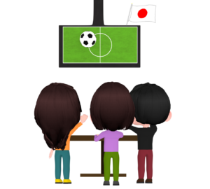 テレビでスポーツ観戦をするイラスト