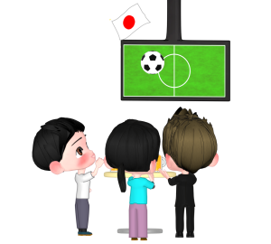 テレビでスポーツ観戦をするイラスト