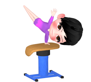 跳馬をする女子の体操選手のイラスト