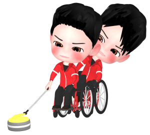 車いすカーリング パラリンピックのイラスト