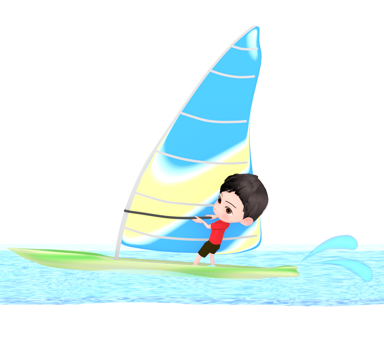 ウインドサーフィンのイラスト