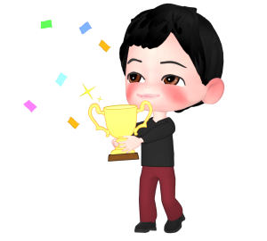 優勝カップを持つ人のイラスト