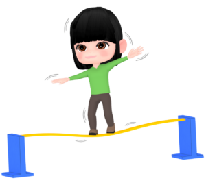 スラックラインをする女性のイラスト