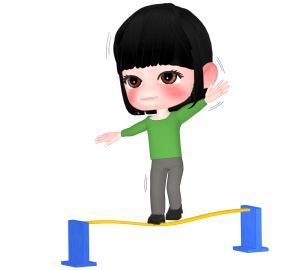 スラックラインをする女性のイラスト