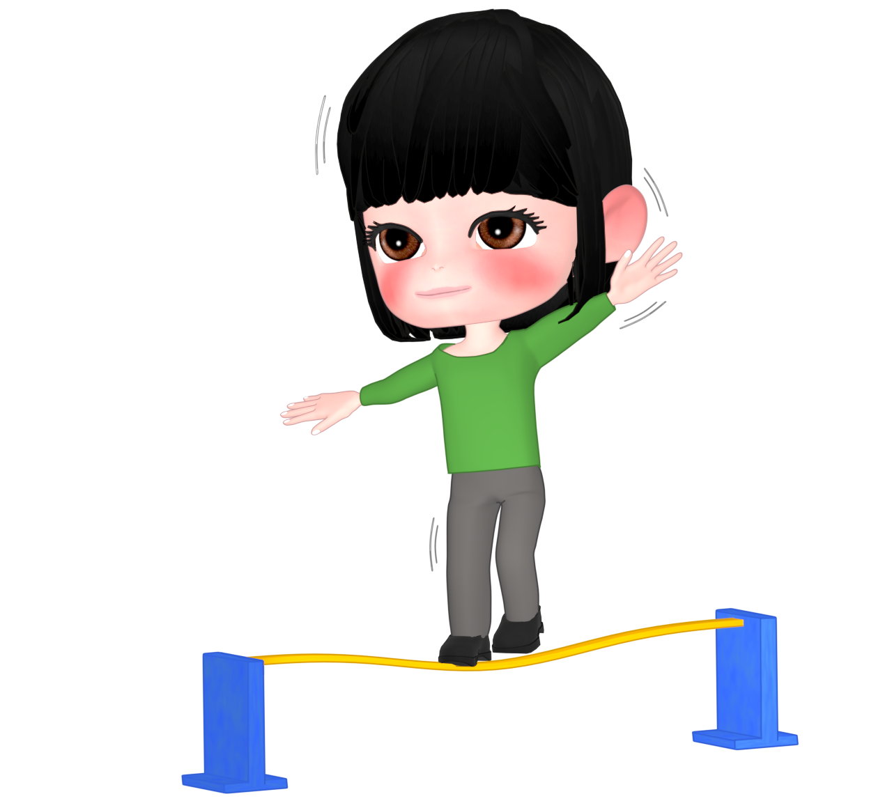 スラックラインをする女性のイラスト