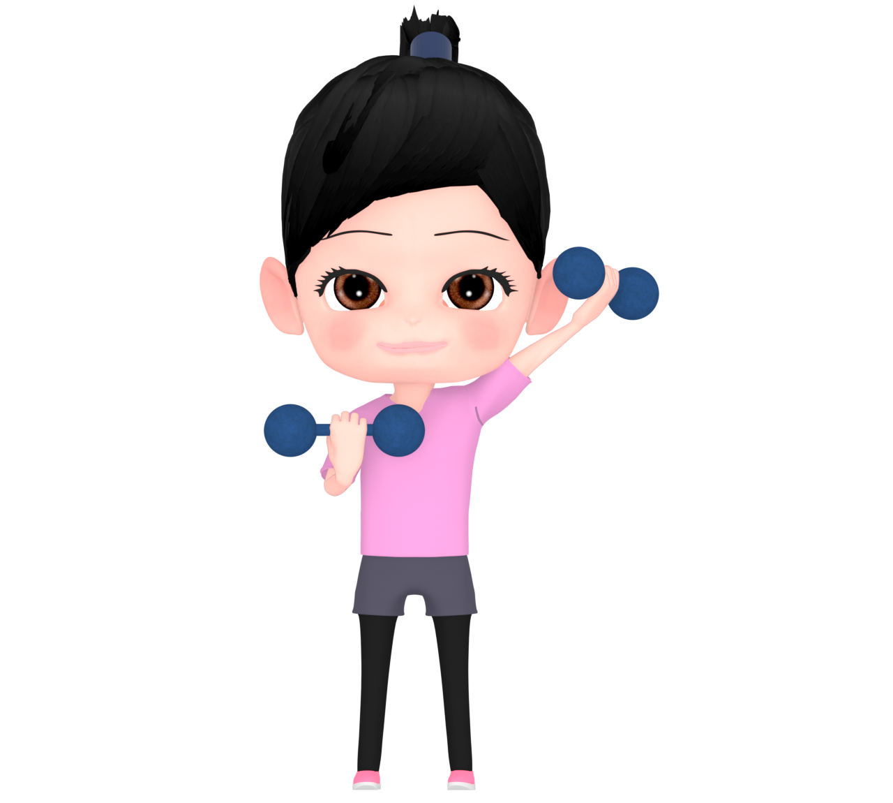 ダンベルを持つ女性のイラスト
