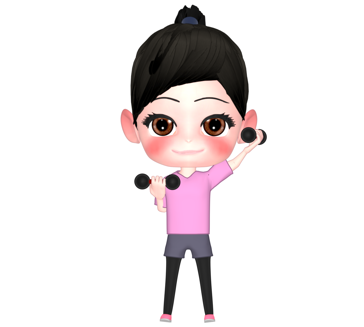 ダンベルを持つ女性のイラスト