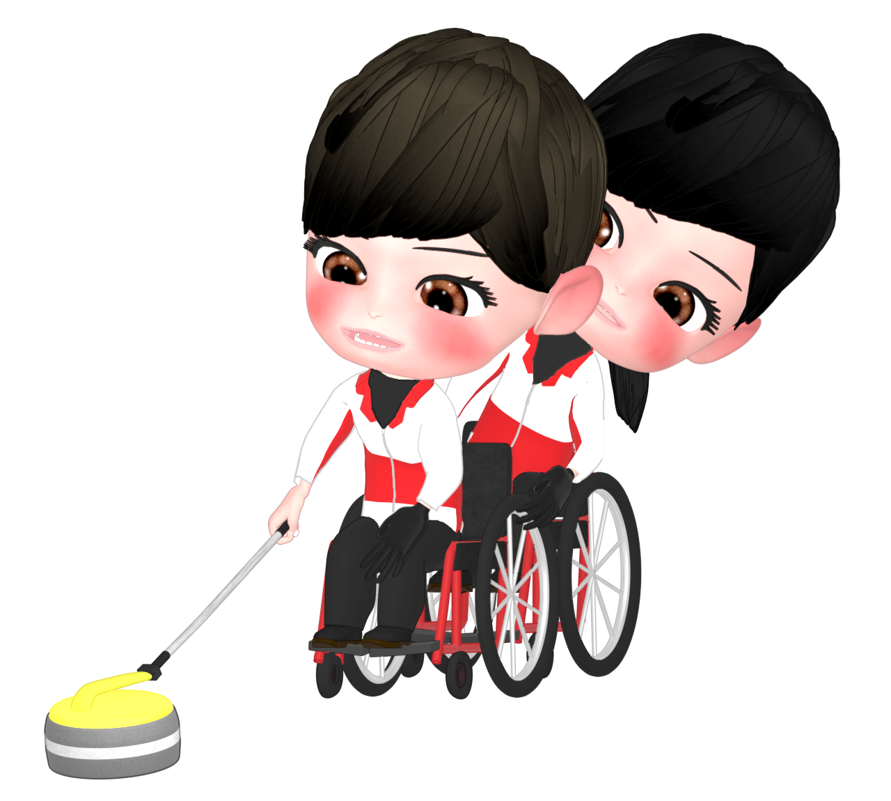 女子 車いすカーリング パラリンピックのイラスト