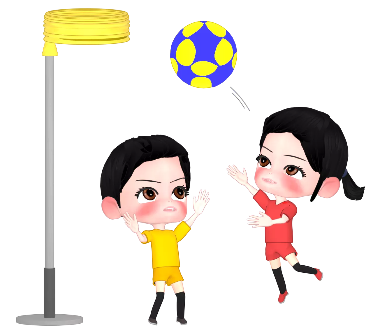 コーフボールをする女性のイラスト