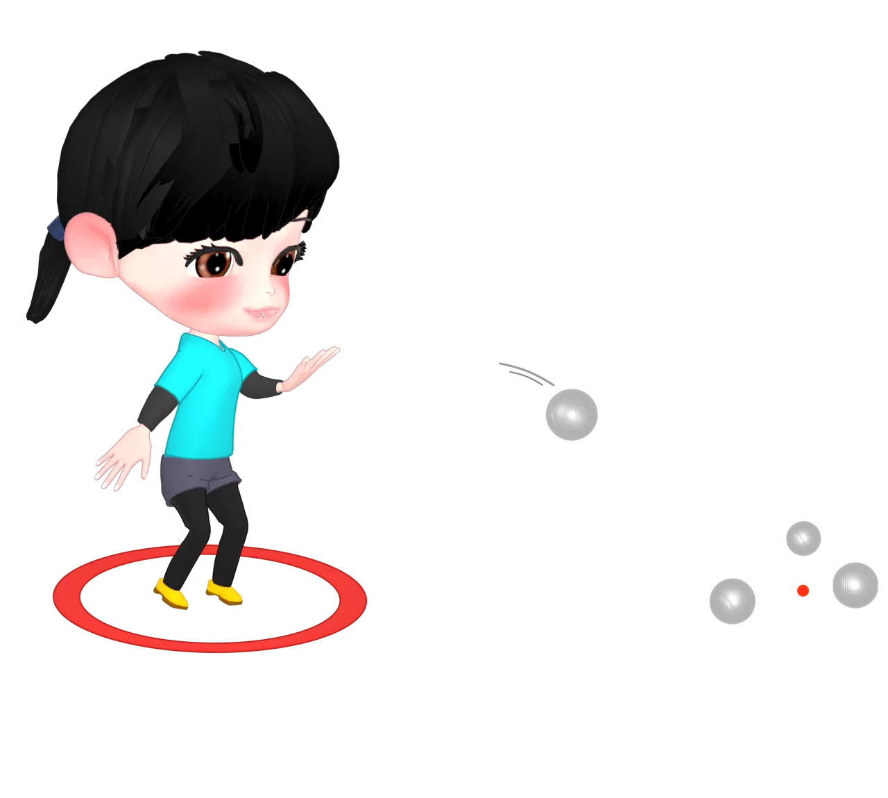 ペタンクでボールを投げる女性のイラスト