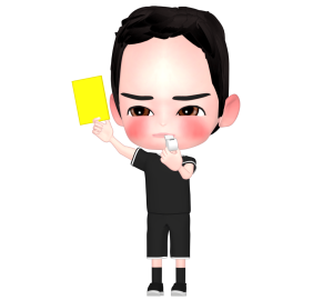 イエローカードを出す審判のイラスト