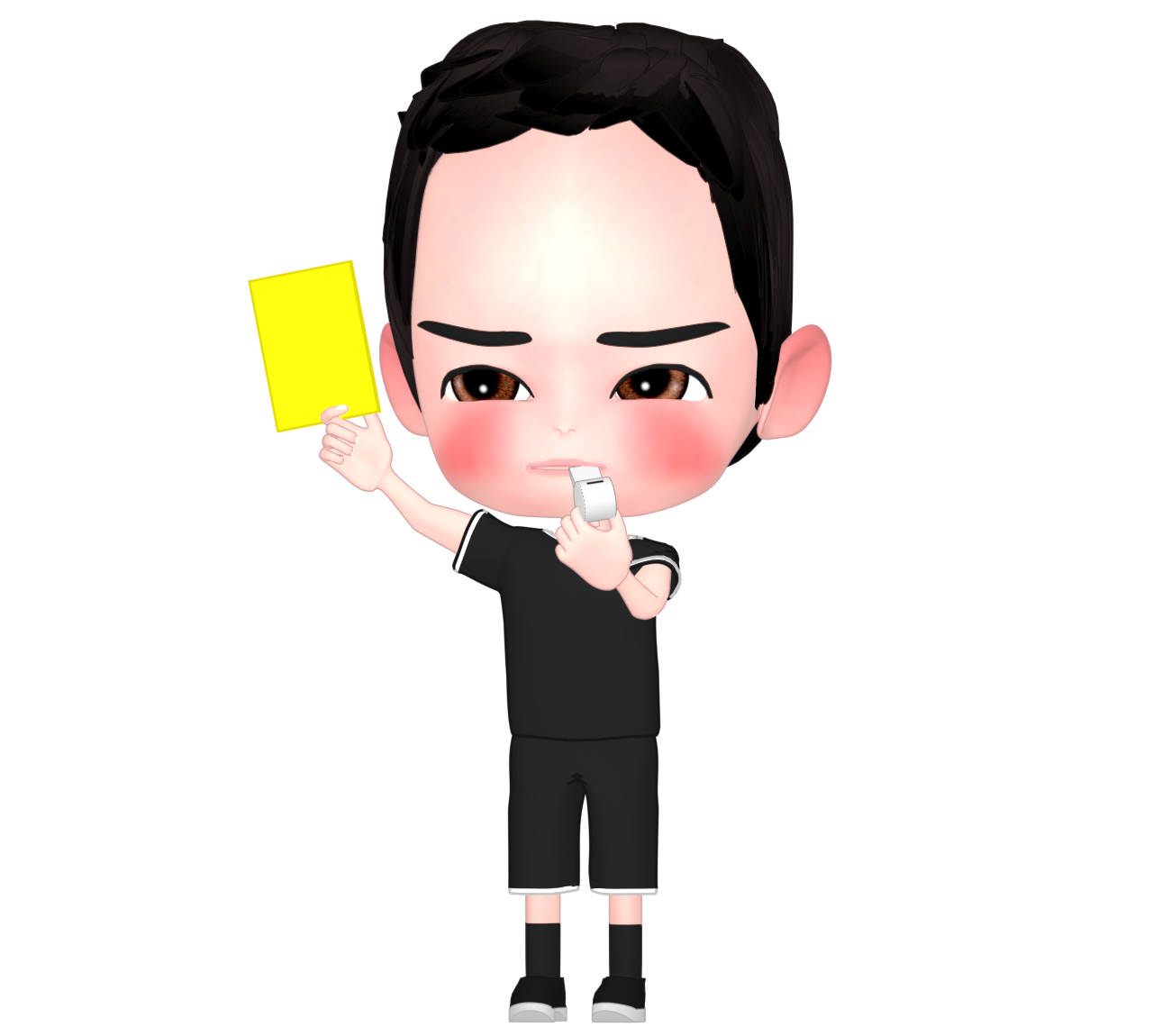 イエローカードを出す審判のイラスト