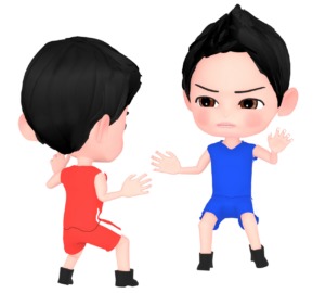 レスリングの試合をする男子のイラスト