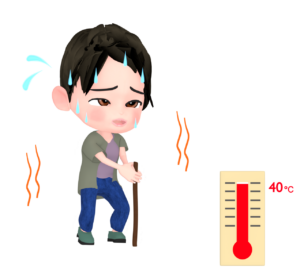 酷暑日で辛そうな男性のイラスト