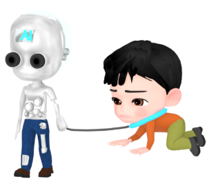 AIのペットになる人間のイラスト