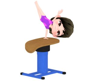跳馬をする女子の体操選手のイラスト