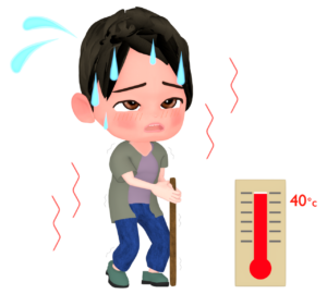 酷暑日で辛そうな男性のイラスト