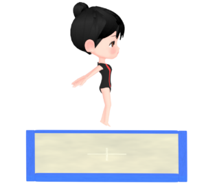 トランポリンをする女子の体操選手のイラスト