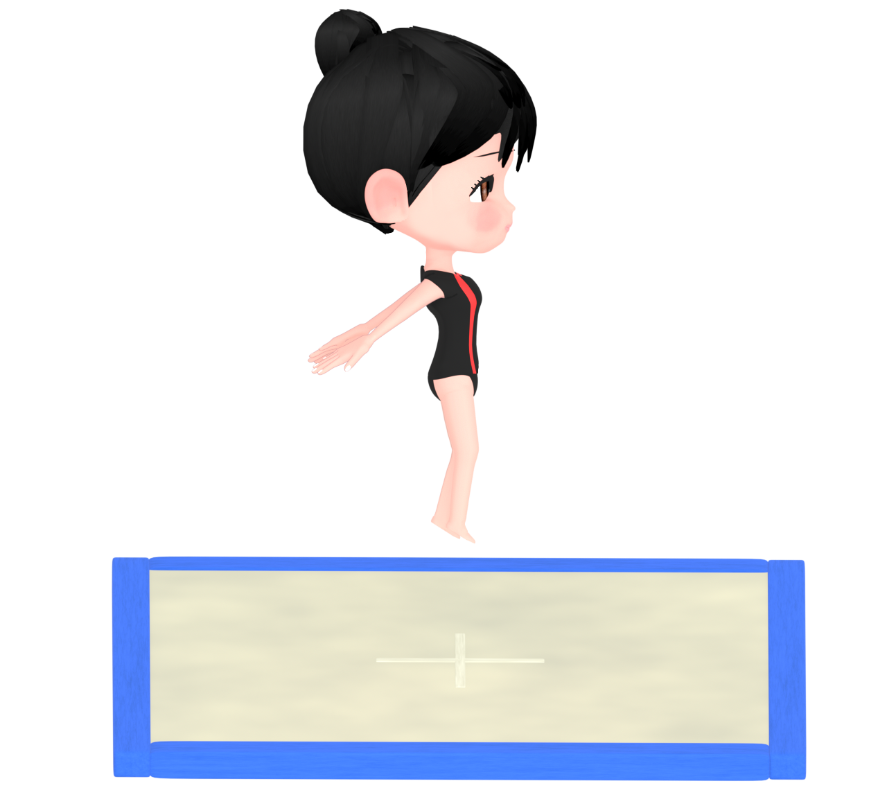 トランポリンをする女子の体操選手のイラスト
