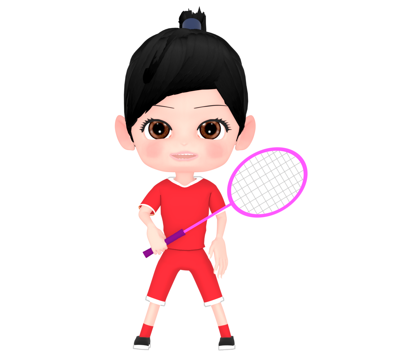 バドミントンの女子選手のイラスト
