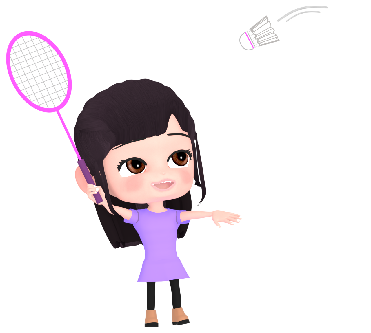 バドミントンをする女の子のイラスト