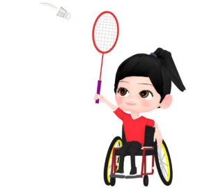 車椅子バドミントンをする女子選手のイラスト