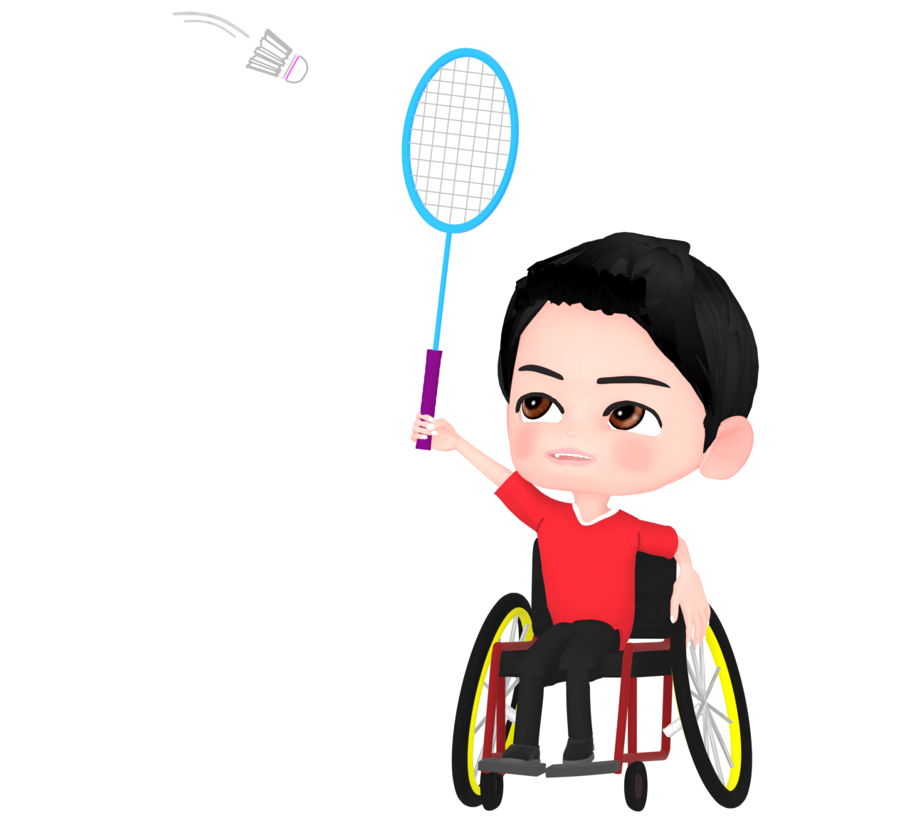 車椅子バドミントンのイラスト