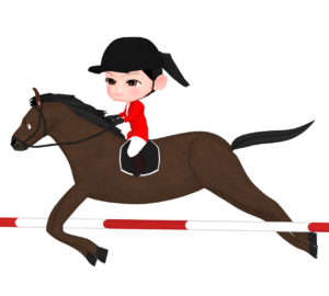 馬術をする女性のイラスト