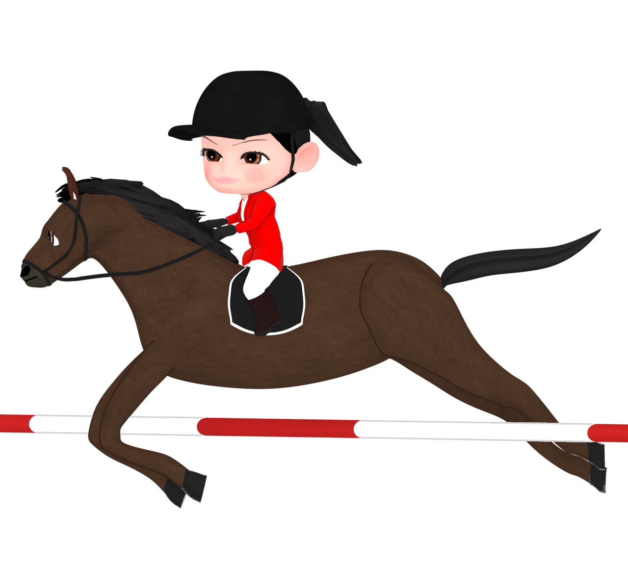 馬術をする女性のイラスト