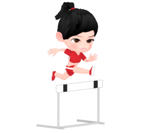 陸上競技 女子のハードル走のイラスト