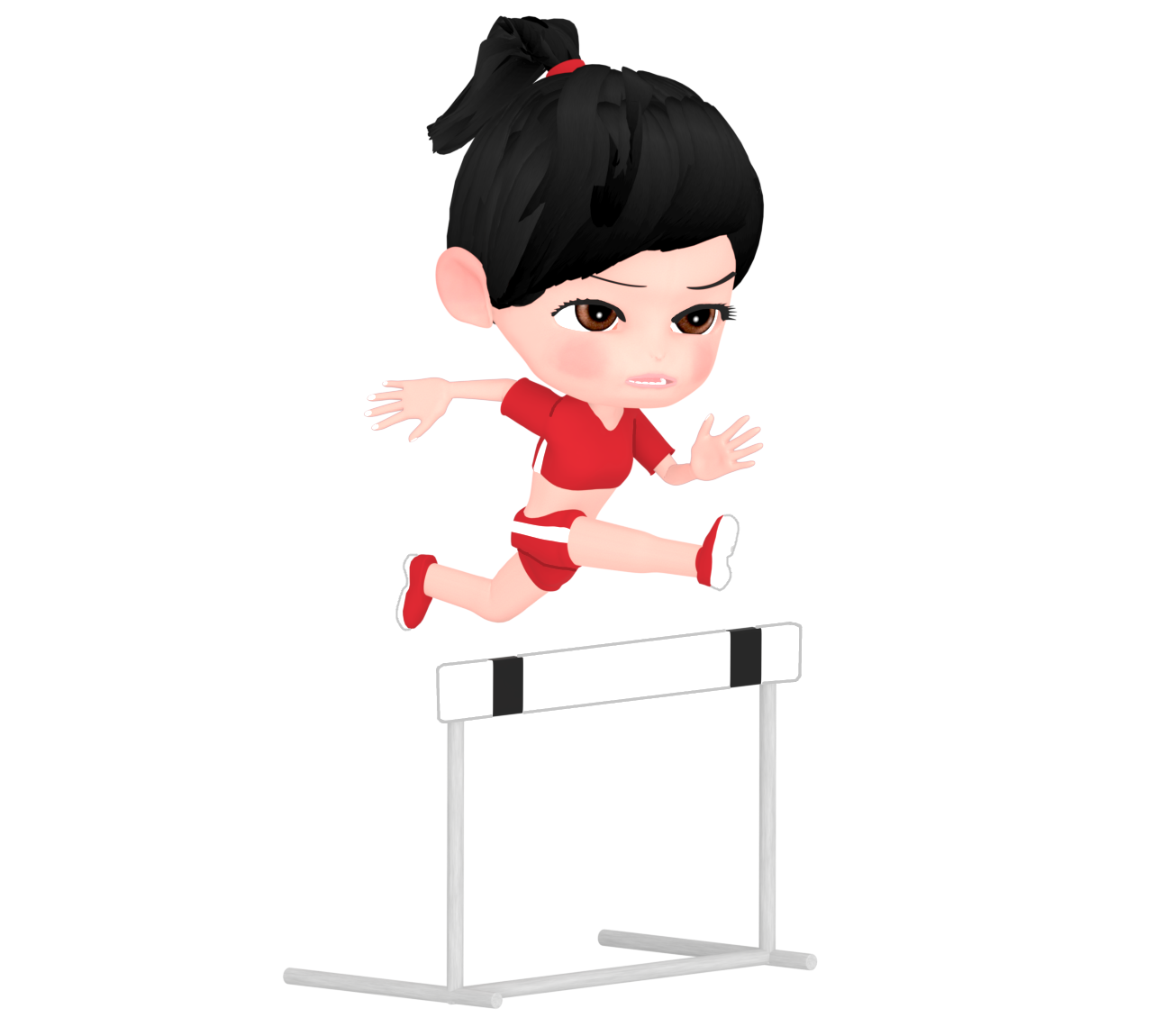 陸上競技 女子のハードル走のイラスト