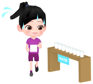 給水所がある女子マラソンのイラスト